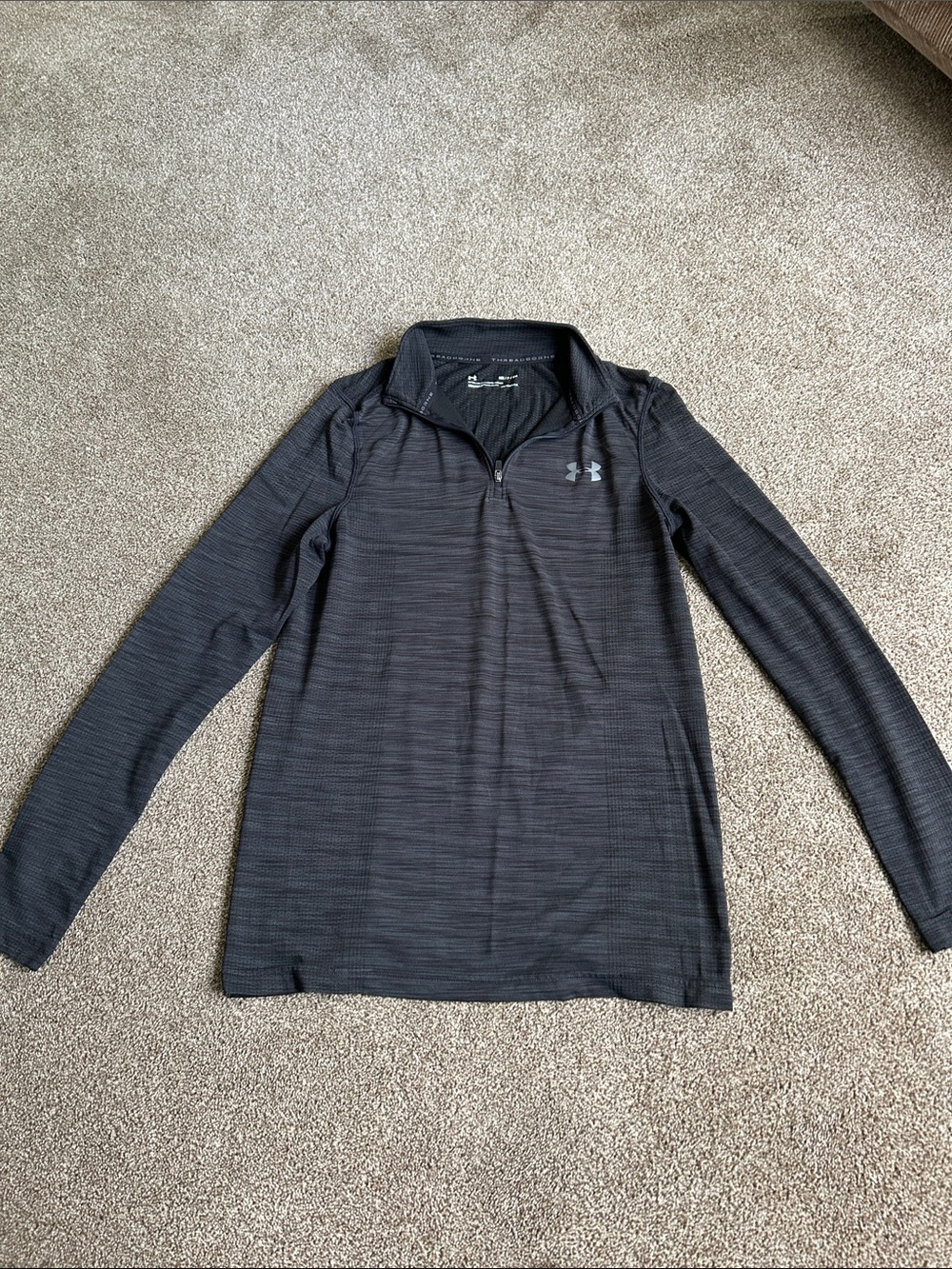 Under Armour Dark Heather Black Quarter-Zip Performance Top